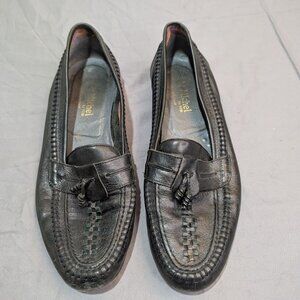 de michel by tosi Black Woven Leather Tassel Loafers Men Size 44